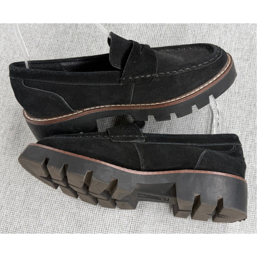 White Mountain Gunner Black Suede Lug Sole Penny Loafers Womens 6.5 - Picture 5 of 8